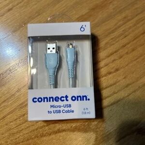 New in Box Connect Onn. Micro-USB to USB Cable 6ft (1.8m) Teil